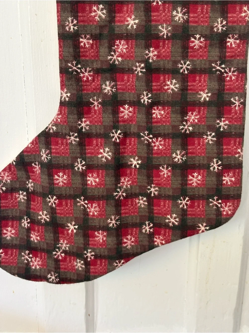 Holiday Vintage Handmade Sled Pattern Stocking Christmas Winter Snowflakes